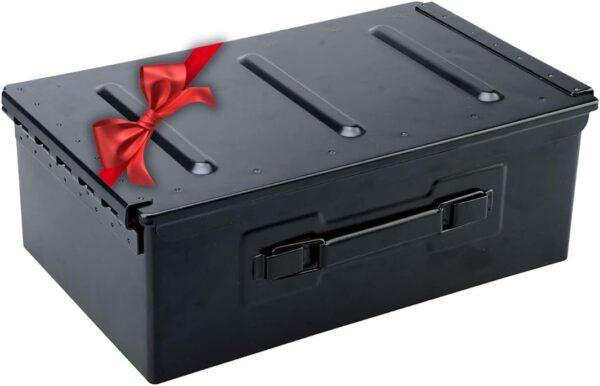 Black Sierra Heavy Duty Steel Ammo Can, Lockable & Water Resistant Box for any Caliber Ammunition, Airtight Military Storage 30/50 Cal, Durable Utility Box for Pistol, Shotgun, Rifle, Gifts For Him