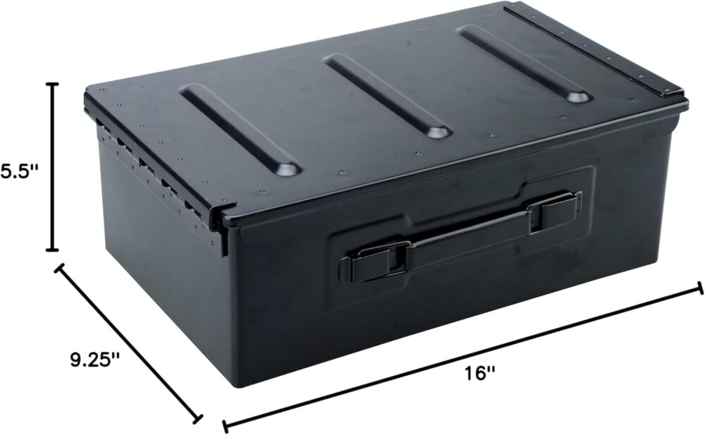 Black Sierra Heavy Duty Steel Ammo Can, Lockable & Water Resistant Box for any Caliber Ammunition, Airtight Military Storage 30/50 Cal, Durable Utility Box for Pistol, Shotgun, Rifle, Gifts For Him - Image 4