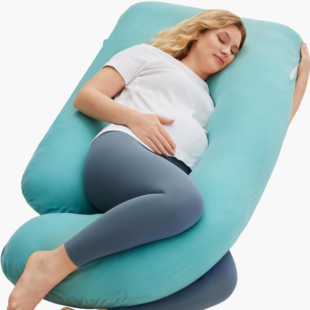 Momcozy Pregnancy Pillows for Sleeping, U Shaped Full Body Maternity Pillow with Removable Cover - Support for Back, Legs, Belly, HIPS for Pregnant Women, 57 Inch Pregnancy Pillow for Women - Image 2