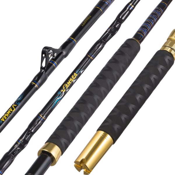 Trolling Rod Saltwater Offshore Heavy Roller Rod Bent Butt Trolling Rod Big Game Conventional Boat Fishing Pole Heavy Duty Fishing Rod 5'1''/ 6'