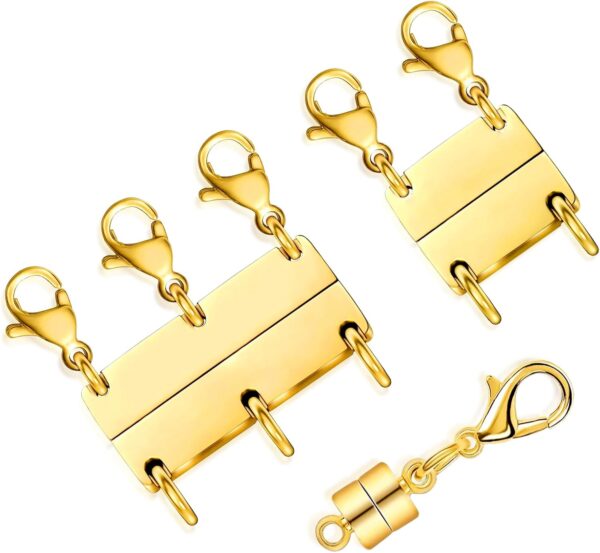 Necklace Layering Clasps, 3Pcs Layered 18k Gold Necklaces for Women, Necklace Separator for Layering, Jewelry Clasps for Necklaces