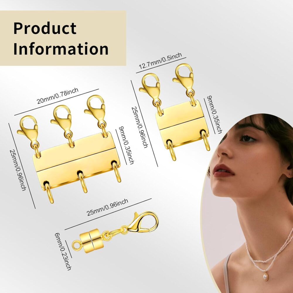 Necklace Layering Clasps, 3Pcs Layered 18k Gold Necklaces for Women, Necklace Separator for Layering, Jewelry Clasps for Necklaces - Image 5