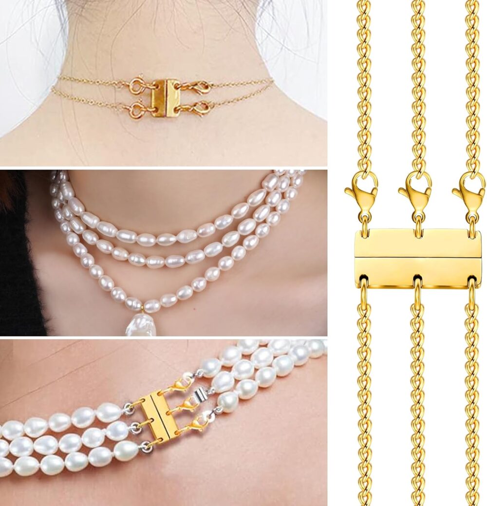 Necklace Layering Clasps, 3Pcs Layered 18k Gold Necklaces for Women, Necklace Separator for Layering, Jewelry Clasps for Necklaces - Image 2