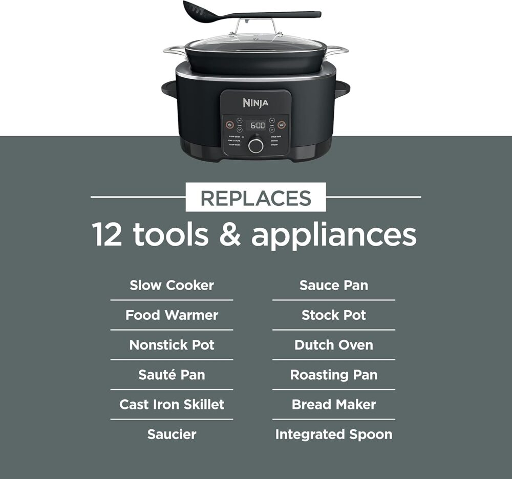Ninja MC1010 Foodi PossibleCooker PLUS - Sous Vide & Proof 6-in-1 Multi-Cooker, with 8.5 Quarts, Slow Cooker, Dutch Oven & More, Glass Lid & Integrated Spoon, Nonstick, Oven Safe Pot to 500°F, Black - Image 5
