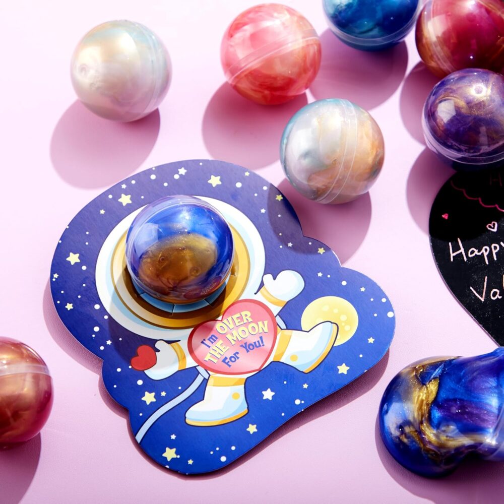 JOYIN 30 Packs Valentine's Day Gift Cards with Slime, Galaxy Slime Stress Relief Fidget Toy for Kids Party Favor, Classroom Exchange Prizes, Valentine Party Favors - Image 3