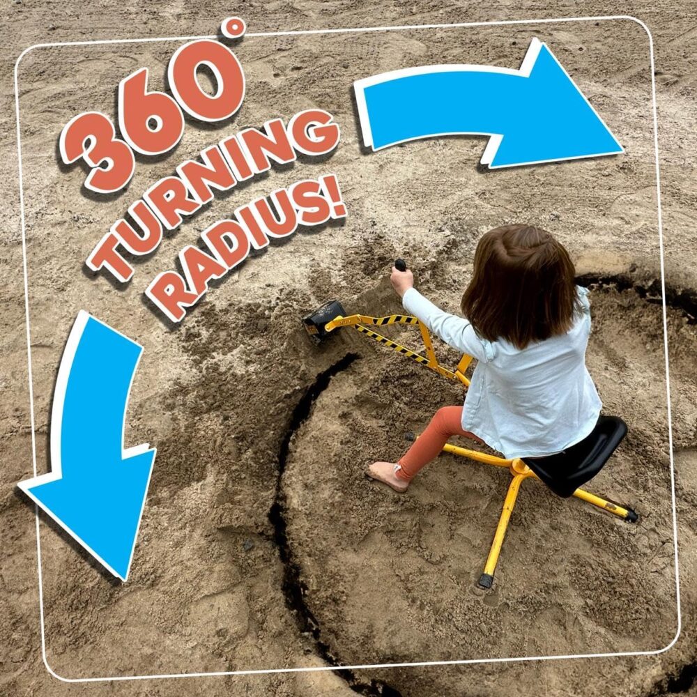 Stargo Sand Digger Kids Excavator Ride on Toy, Beach Toys Outdoor Sandbox Toy Digger for Kids, Solid Steel Rotates 360, Role Play, Sand Toys - Image 2