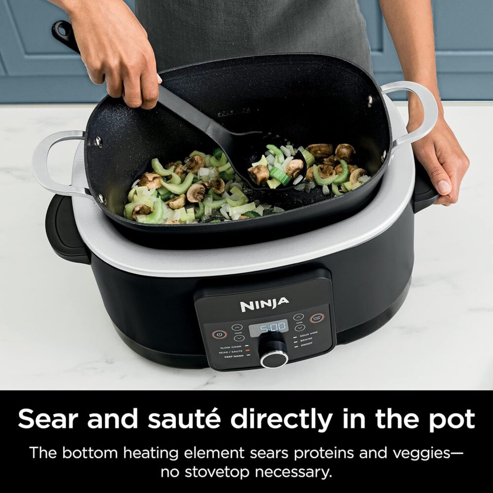 Ninja MC1010 Foodi PossibleCooker PLUS - Sous Vide & Proof 6-in-1 Multi-Cooker, with 8.5 Quarts, Slow Cooker, Dutch Oven & More, Glass Lid & Integrated Spoon, Nonstick, Oven Safe Pot to 500°F, Black - Image 6