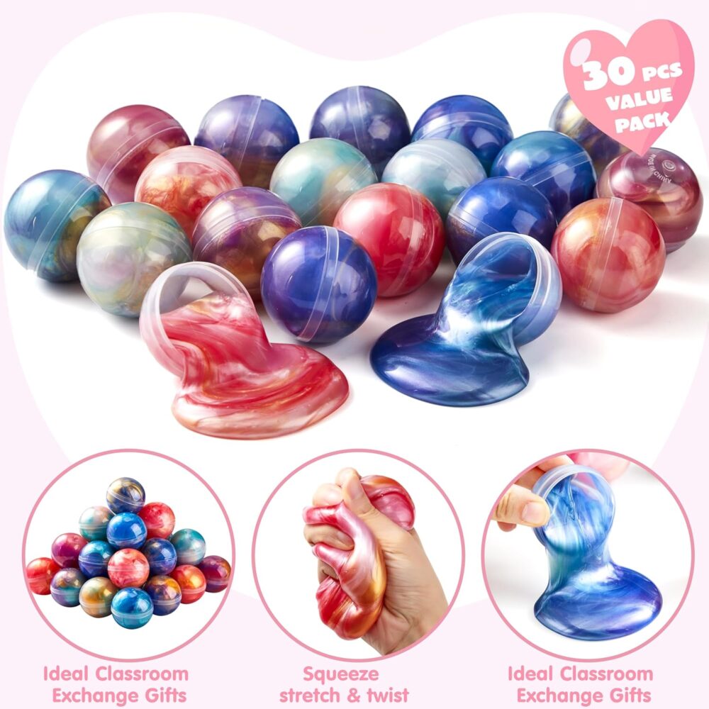 JOYIN 30 Packs Valentine's Day Gift Cards with Slime, Galaxy Slime Stress Relief Fidget Toy for Kids Party Favor, Classroom Exchange Prizes, Valentine Party Favors - Image 6