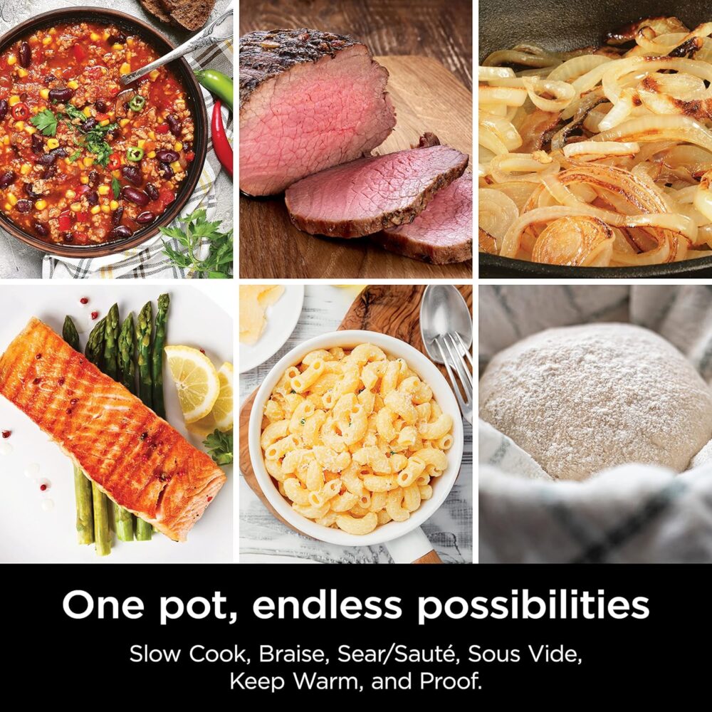 Ninja MC1010 Foodi PossibleCooker PLUS - Sous Vide & Proof 6-in-1 Multi-Cooker, with 8.5 Quarts, Slow Cooker, Dutch Oven & More, Glass Lid & Integrated Spoon, Nonstick, Oven Safe Pot to 500°F, Black - Image 3