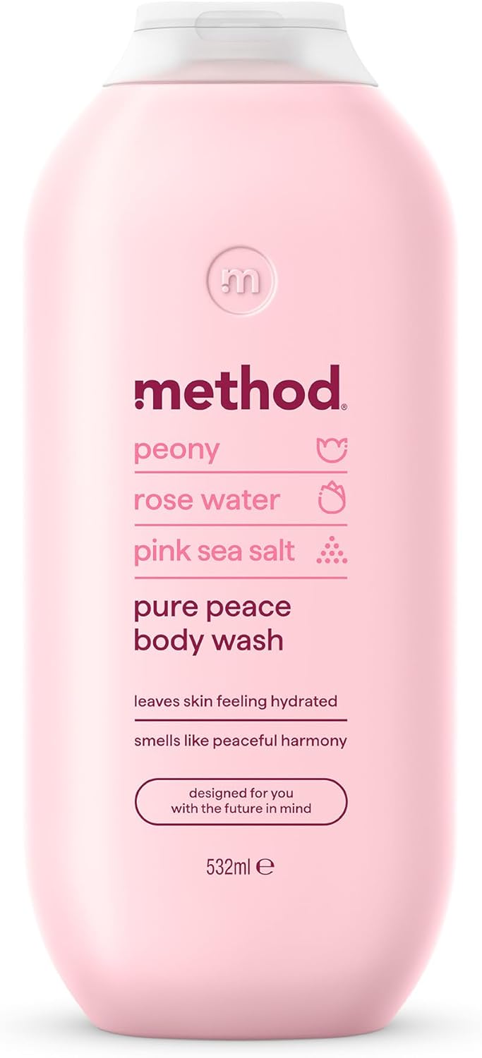 Body Wash, Pure Peace, Shower Gel, Peony, Rose Water And Pink Sea Salt Scent, Pack of 1, 532ml.