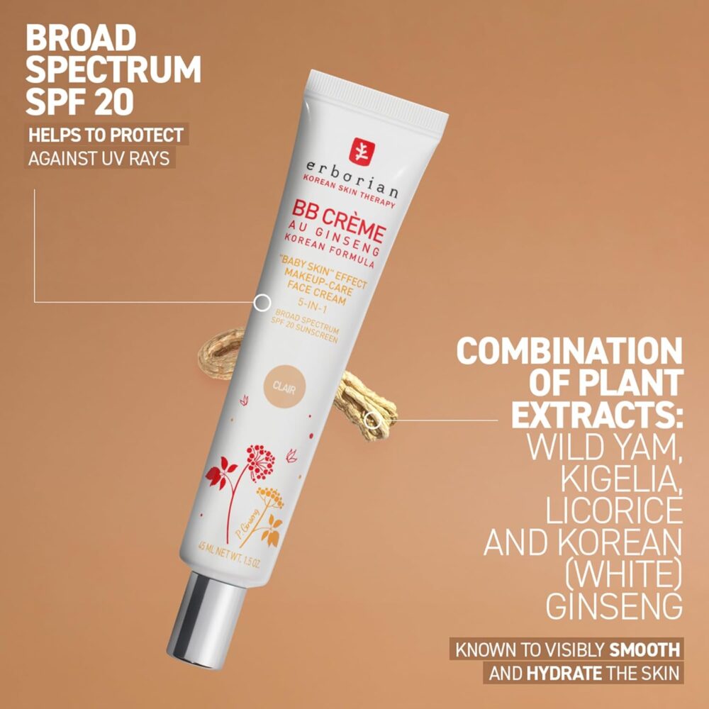 Erborian BB Cream with Ginseng - Lightweight Buildable Coverage with SPF & Ultra-Soft Matte Finish - Korean Face Skincare - Image 5