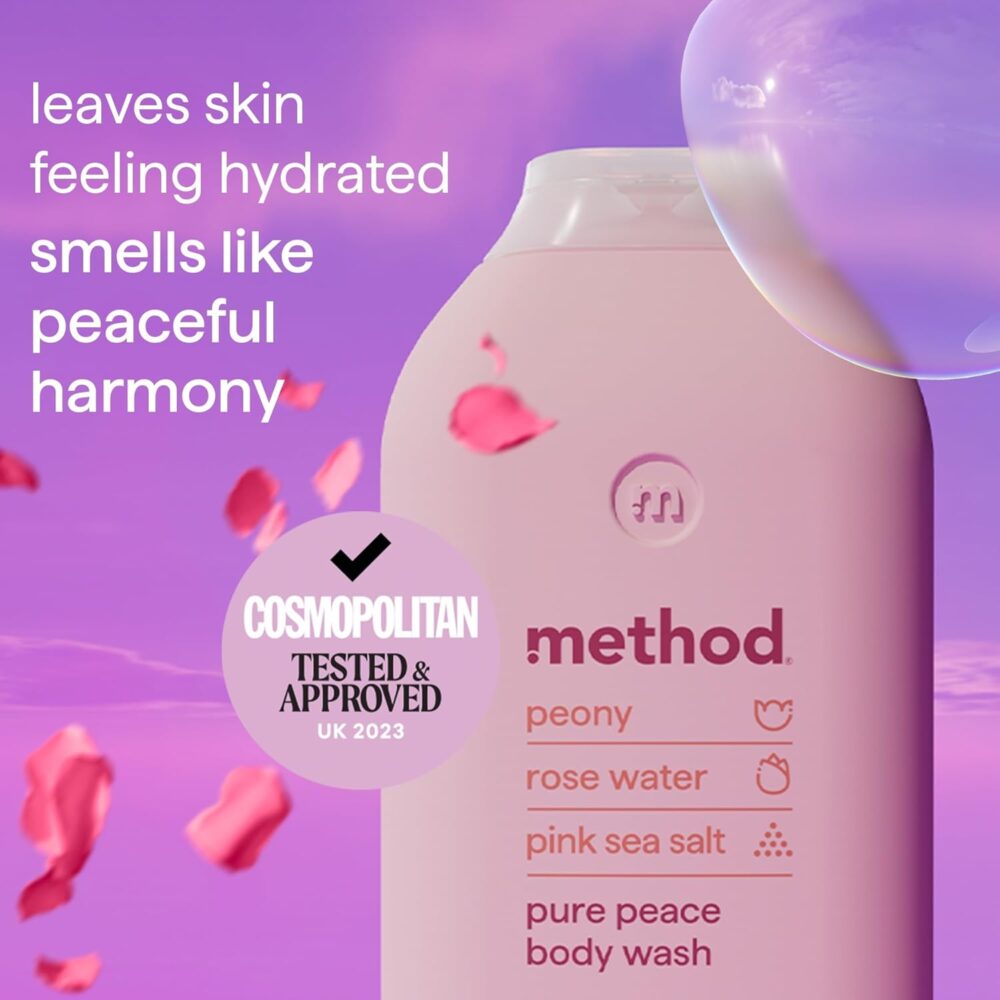 Body Wash, Pure Peace, Shower Gel, Peony, Rose Water And Pink Sea Salt Scent, Pack of 1, 532ml. - Image 3