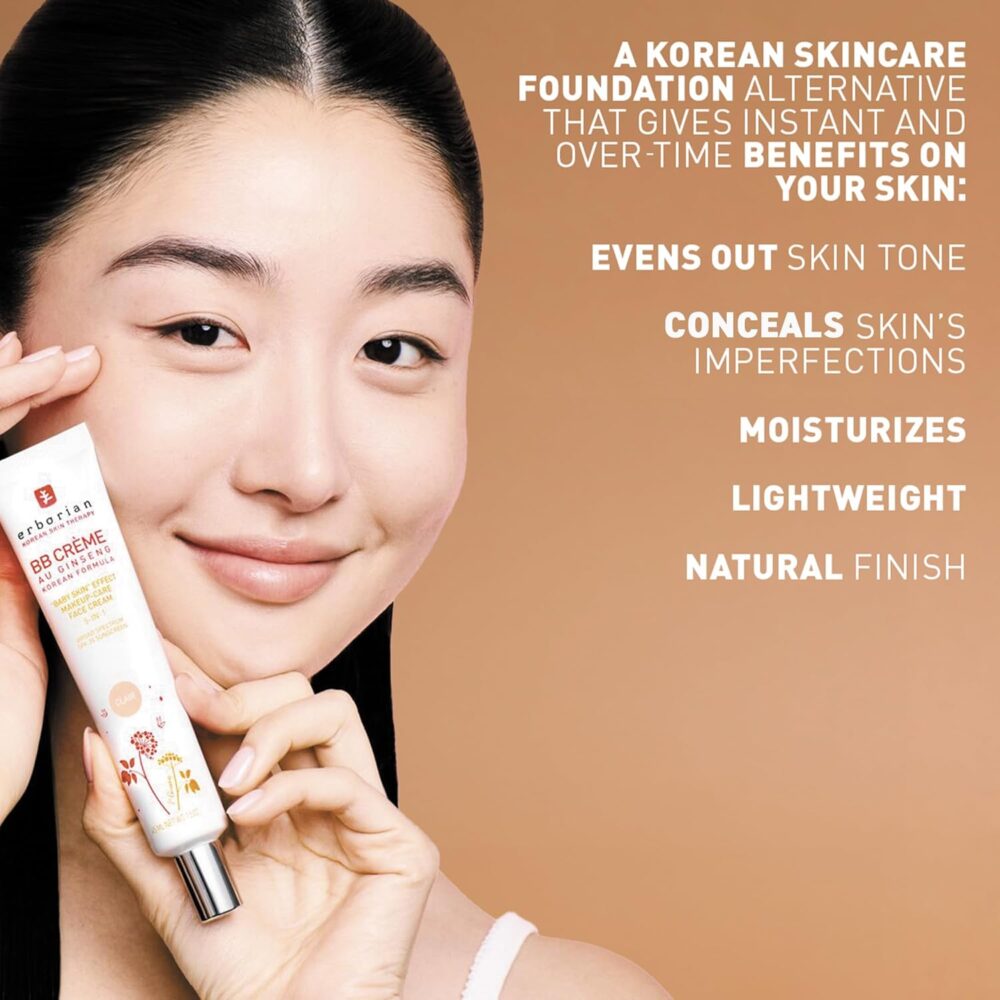 Erborian BB Cream with Ginseng - Lightweight Buildable Coverage with SPF & Ultra-Soft Matte Finish - Korean Face Skincare - Image 4