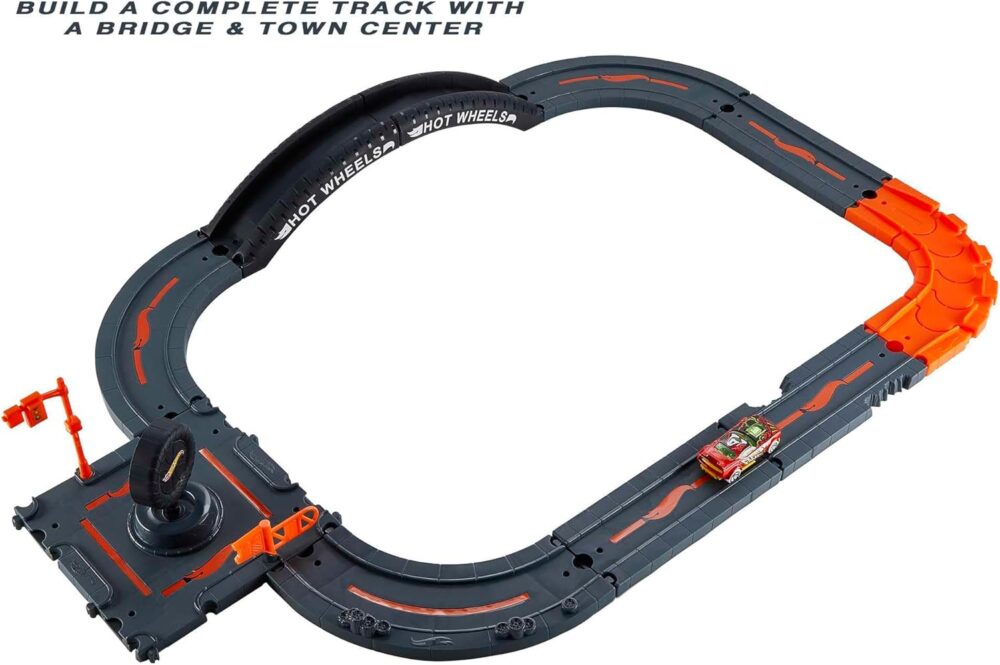 Hot Wheels City Track Pack, 10 Piece Set Includes Track Base & Various Track Pieces to Build a Cityscape, with 1 Hot Wheels Car, Connects to Other Sets, Gift for Kids 4 Years & Up, HDN95 - Image 6