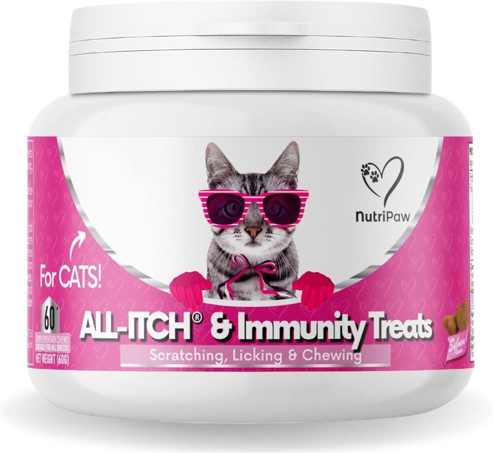 NutriPaw All-Itch Immunity Treats For Cats - Soothe Itchy Paws, Eyes, Ears, Skin - Stop Itching, Licking, Scratching & Excessive Grooming breeds - Supports Seasonal Itching