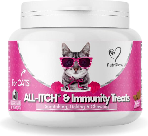 NutriPaw All-Itch Immunity Treats For Cats - Soothe Itchy Paws, Eyes, Ears, Skin - Stop Itching, Licking, Scratching & Excessive Grooming breeds - Supports Seasonal Itching