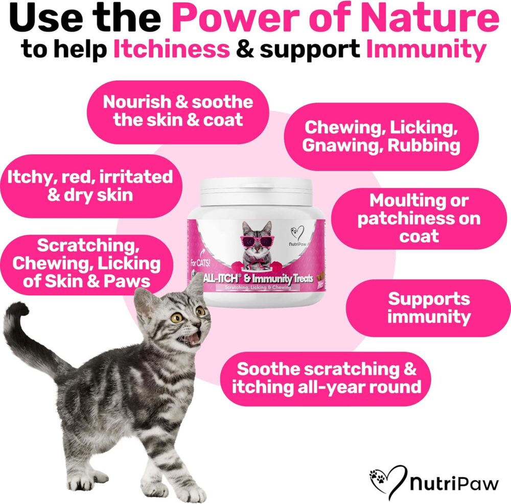 NutriPaw All-Itch Immunity Treats For Cats - Soothe Itchy Paws, Eyes, Ears, Skin - Stop Itching, Licking, Scratching & Excessive Grooming breeds - Supports Seasonal Itching - Image 2