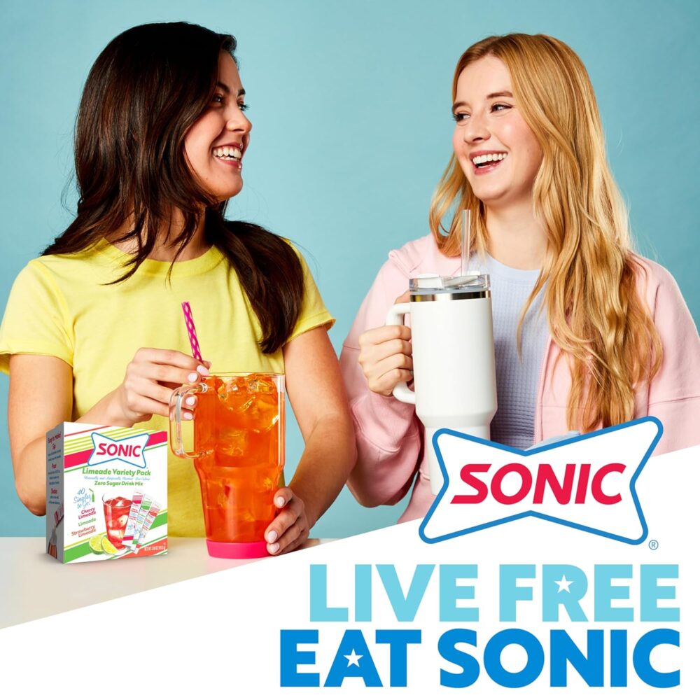 Sonic Singles To Go Variety Pack, Watertok Powdered Drink Mix, Includes 3 Flavors, Cherry Limeade, Strawberry Limeade, 1 Box (40 Servings) - Image 5