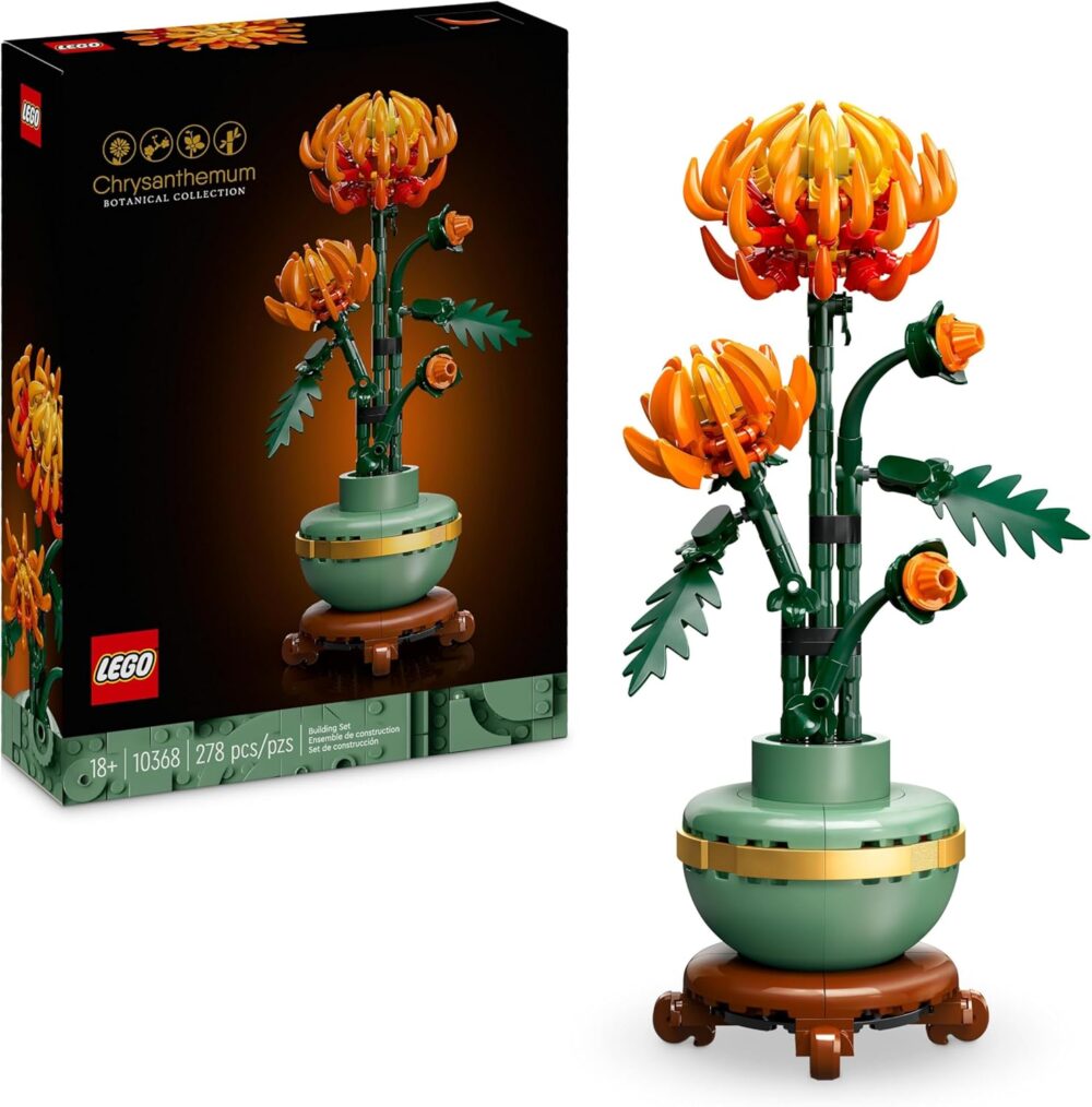 Botanicals Chrysanthemum Artificial Flower Building Set - Faux Plant Gift for Mothers - Creative Model Kit for Adults to Build - Home Office Decor from the Botanical Collection - 10368