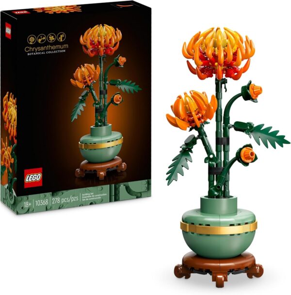 Botanicals Chrysanthemum Artificial Flower Building Set - Faux Plant Gift for Mothers - Creative Model Kit for Adults to Build - Home Office Decor from the Botanical Collection - 10368