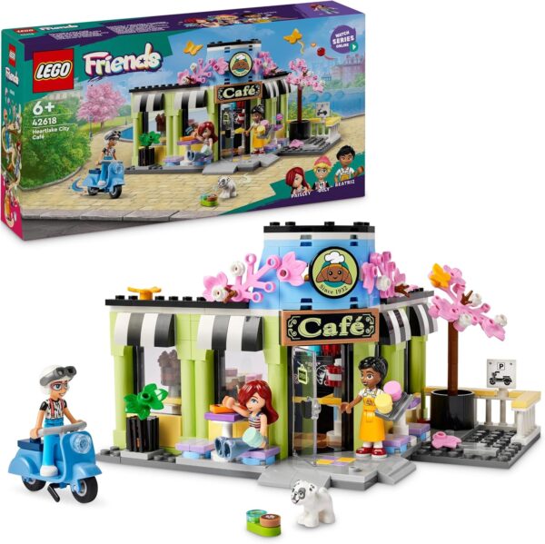 Friends Heartlake City Café Toy for Kids, Bakery Building Set, Birthday Gift Idea for 6 Plus Year Old Girls and Boys, with 3 Mini-Dolls and a Dog Figure 42618