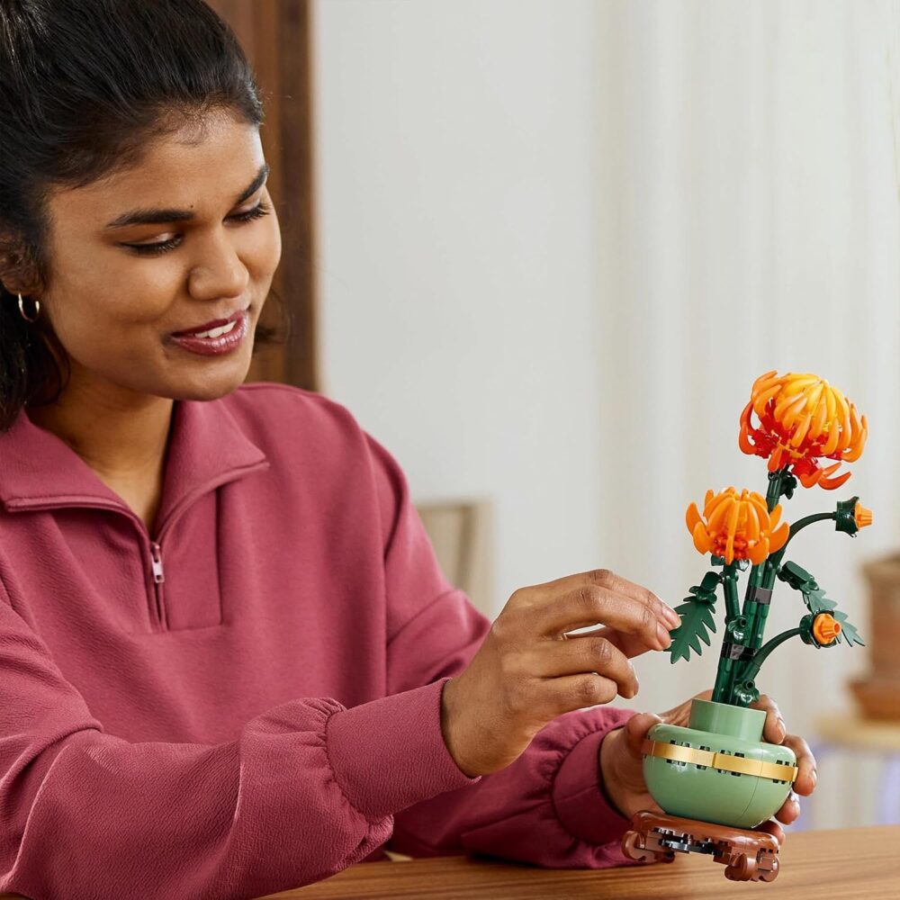 Botanicals Chrysanthemum Artificial Flower Building Set - Faux Plant Gift for Mothers - Creative Model Kit for Adults to Build - Home Office Decor from the Botanical Collection - 10368 - Image 6