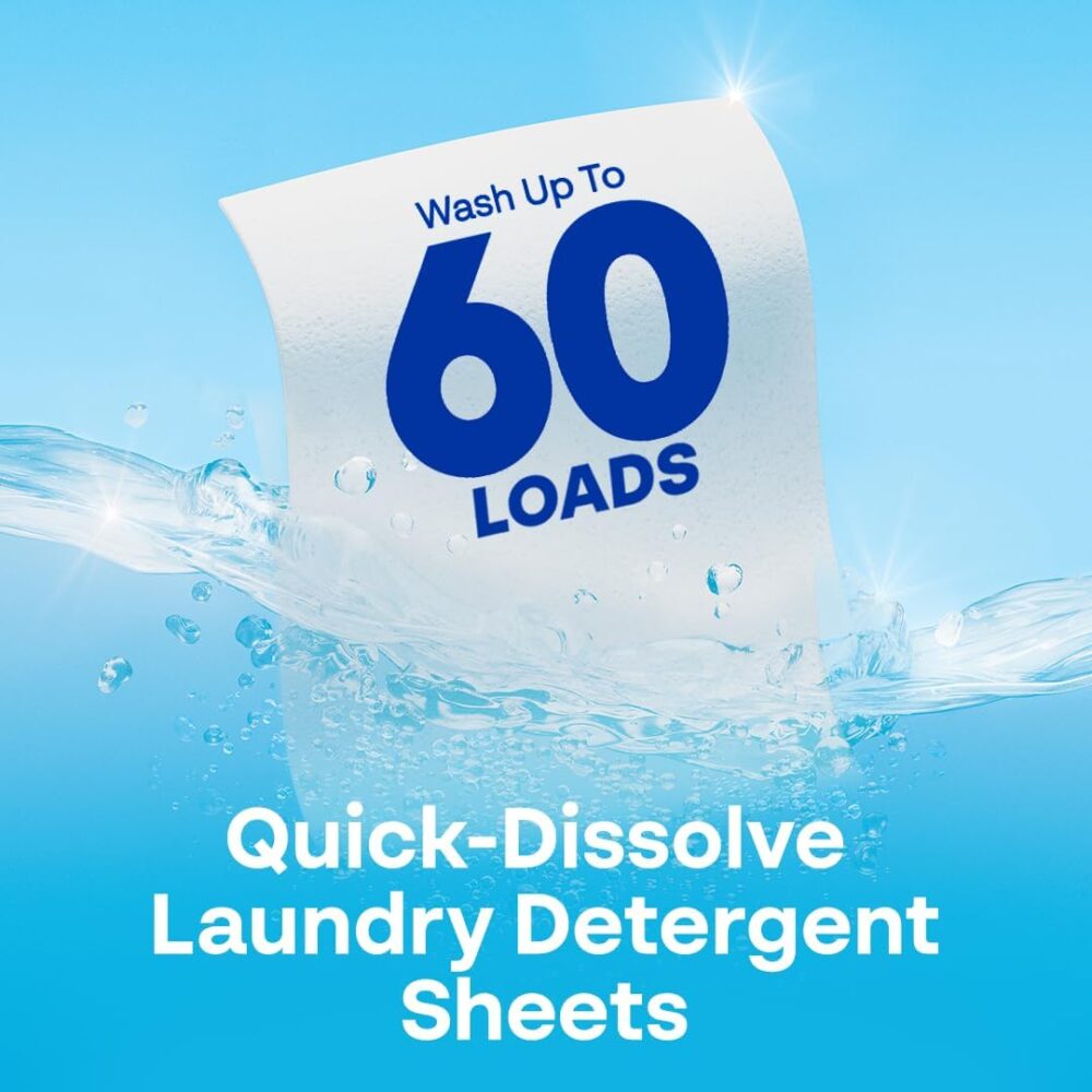 Earth Breeze Laundry Detergent Sheets Fresh Scent - 60 Loads Eco Liquidless Soap - Travel-Friendly for Hot & Cold Cycles, Tackles Tough Stains & Odors - Gentle on Skin, 30 Ct - Image 4