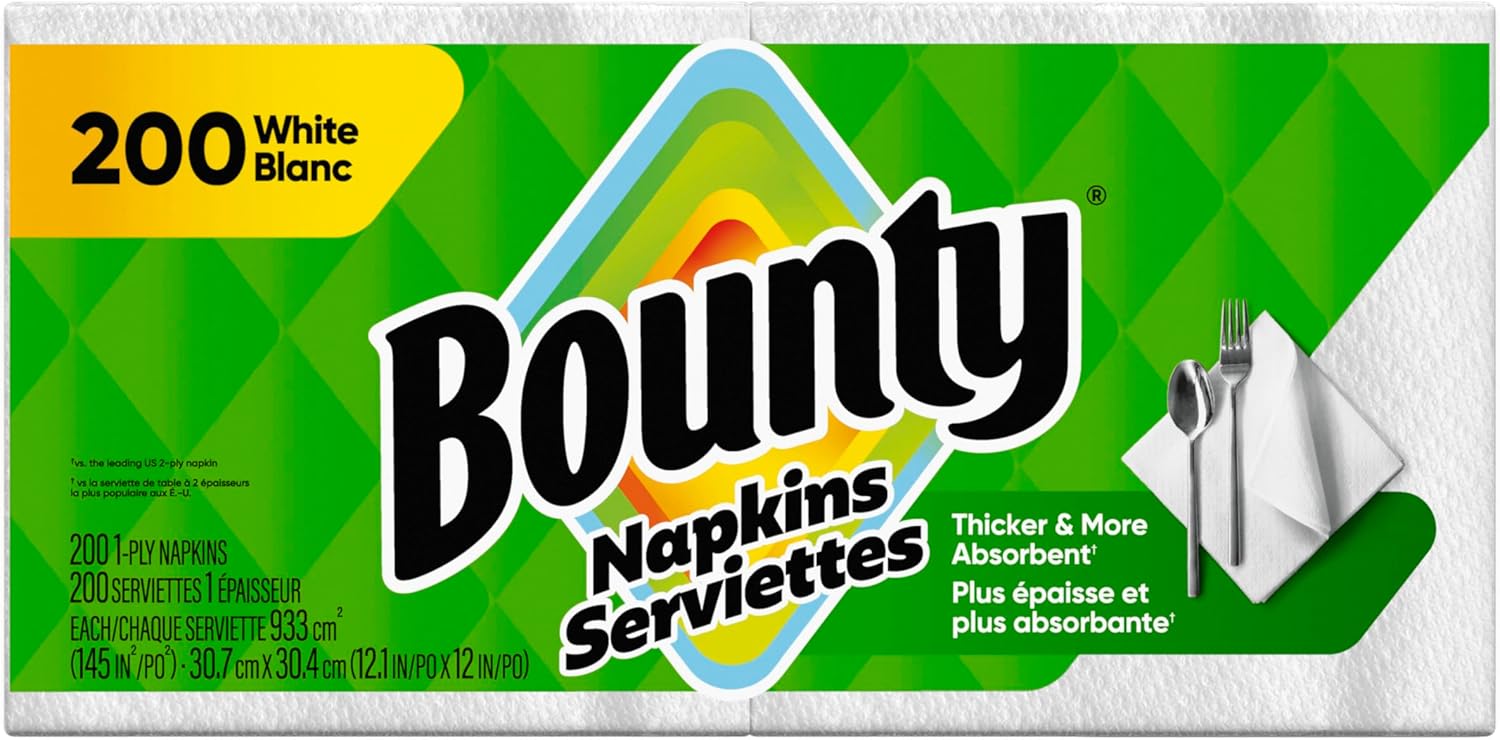 Bounty Paper Napkins, White, 200 Count, Packaging may vary - Image 2
